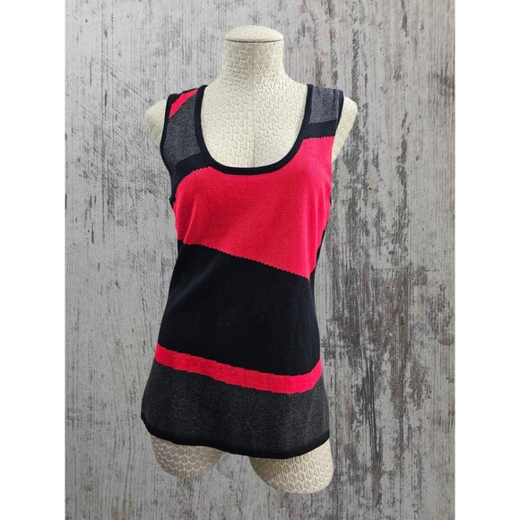 ALK Women's L Belldini Red & Black Sleeveless Tank Top Sweater Vest Shell NEW - Picture 1 of 8